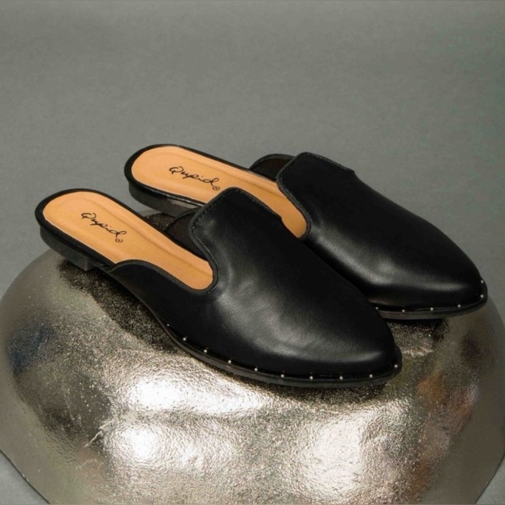 Cupid Black Women's Slip-On Mules